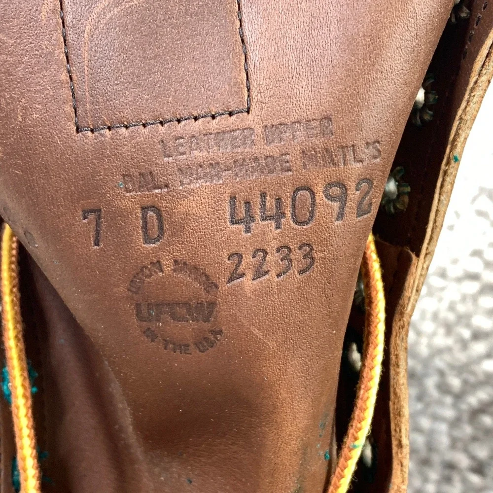 Red Wing 2233 Work Boots Mens 7 D Brown Steel Toe Leather Made in USA